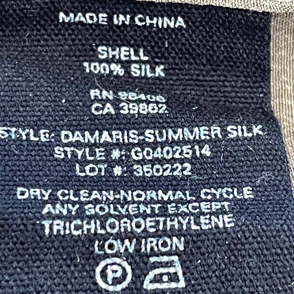 THEORY Damaris Summer Silk Tunic • Long Sleeve Mandarin Collar • L • Light Olive - Picture 6 of 16